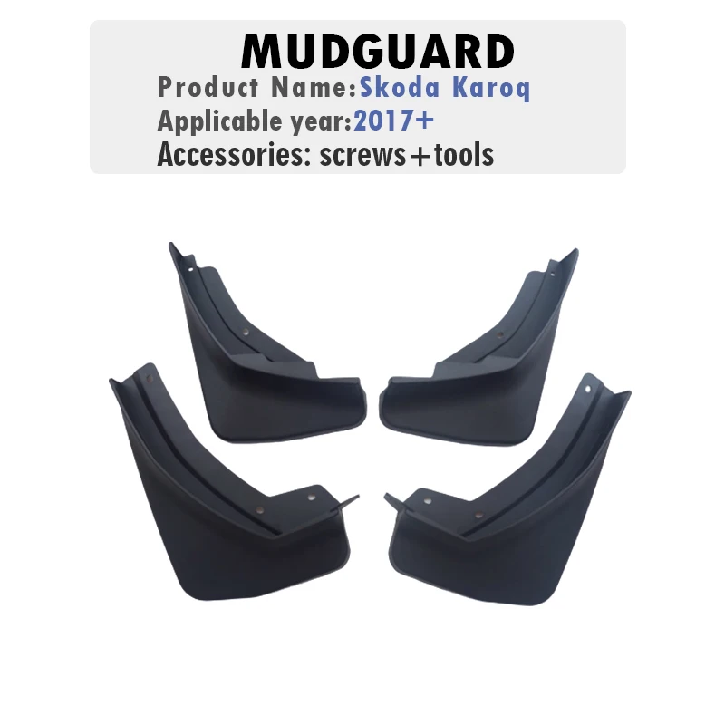 For Skoda Karoq Mudguard Fender Mud Flap Guards Splash Mudflaps Car Accessories 4PCS 2017 2018 2019 2020 2021 2022 2023 2024+