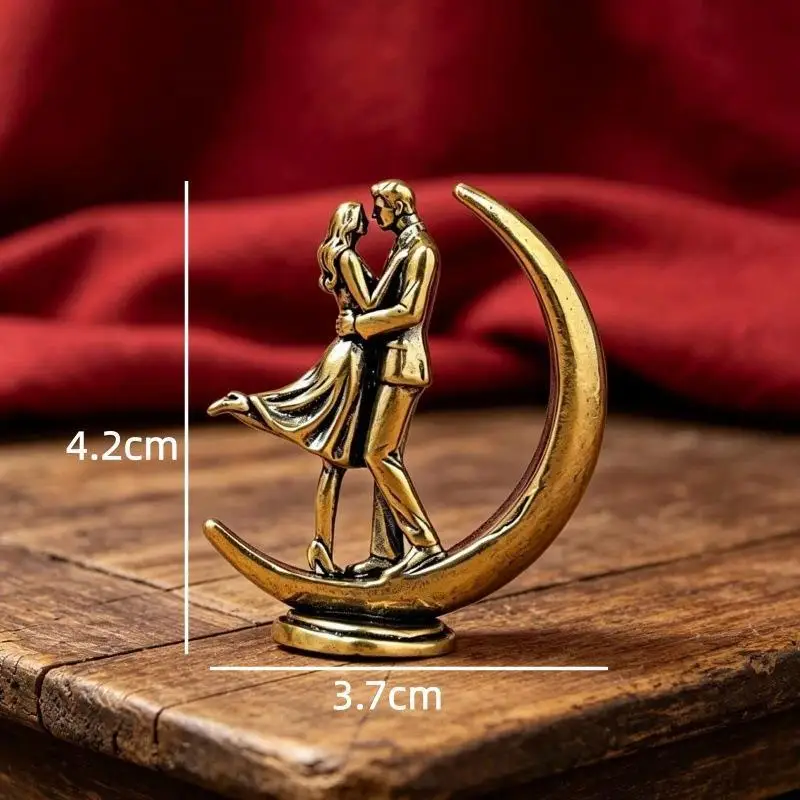 Messing-Statue eines umarmenden Paares, moderne Kunstfigur, handgefertigtes, poliertes Liebesornament für Schlafzimmer, Wohnzimmer, Heimdekoration – Detail 3
