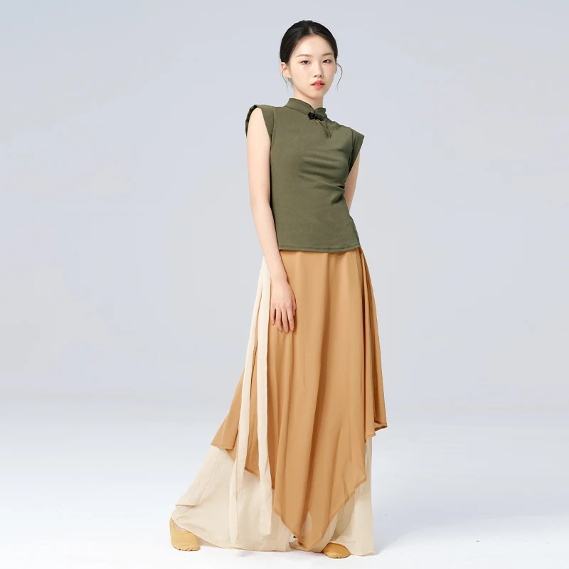 Women Dance Tops New Chinese Cheongsam Collar Clasp Dance Tops Stand Up Collar Classical Dance Costumes Waistcoat