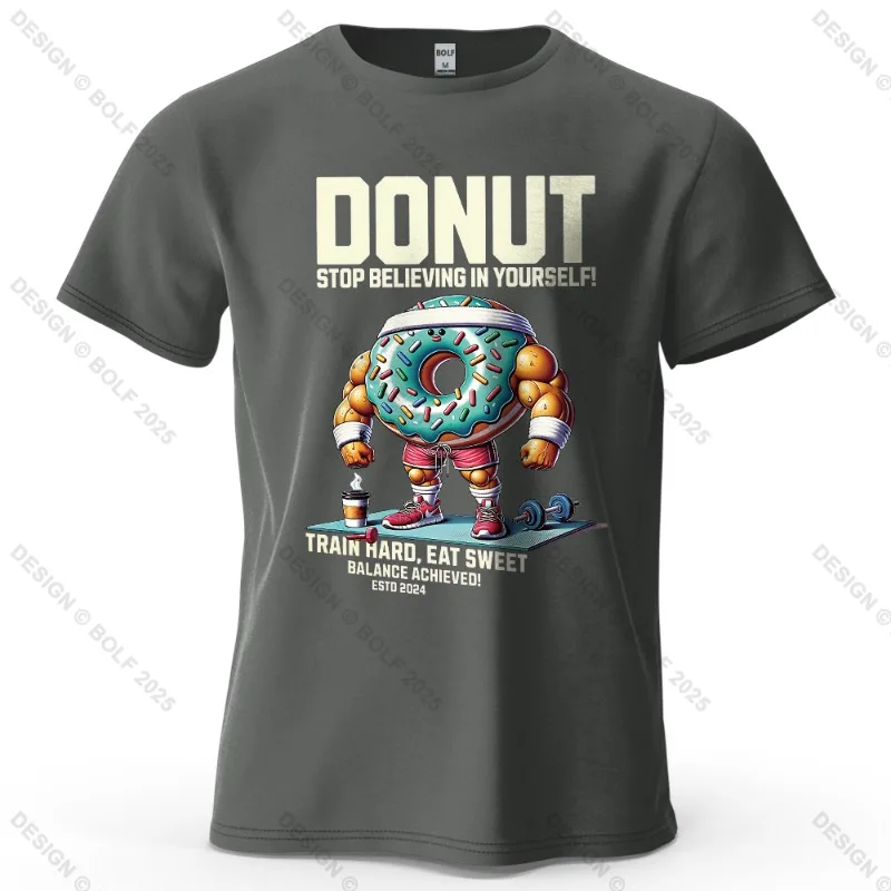Fun Donut Print Casual Short Sleeved New Personalized Men's and Women's Clothing Soft and Skin Friendly Fashionable T-shirt