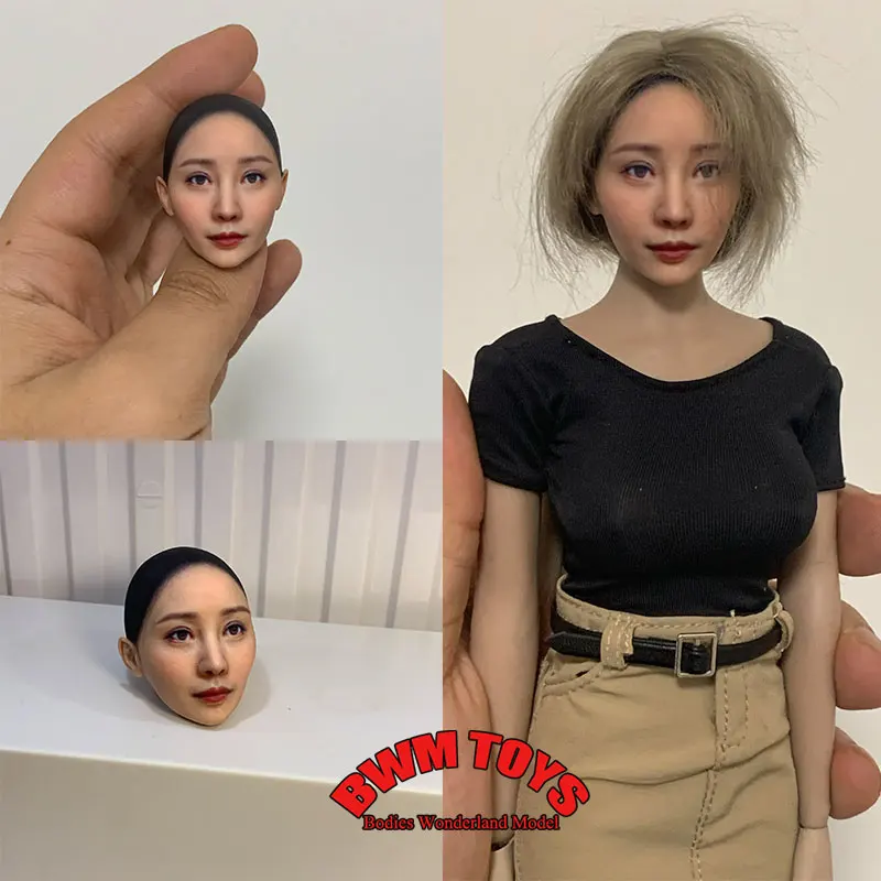In Stock 1/6 1/12 Scale Female Soldier Ada Liuyan Head Super Realistic Chinese Actor Head Sculpt For 12'' 6'' Action Figure Doll