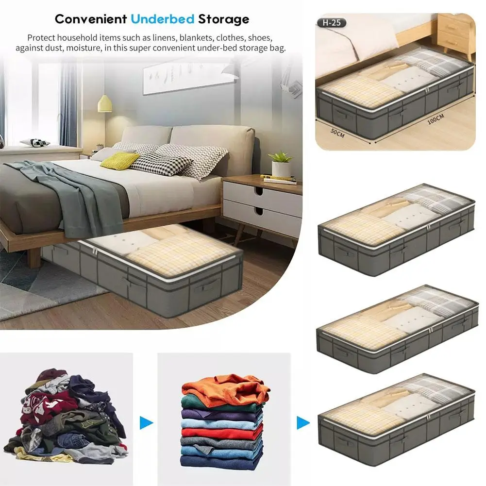 Large Clothes Storage Bag Under Bed FoldableVQuilt Storage Bedroom Dormitory Organizer Bag for Home Sorted Storage I4L7