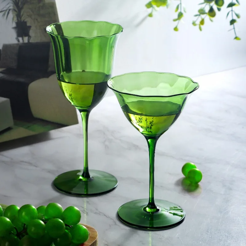 Green Vintage Crystal Champagne Glass, High-end Cocktail Glass, Medieval Home Martini Glass, Wine Accessories
