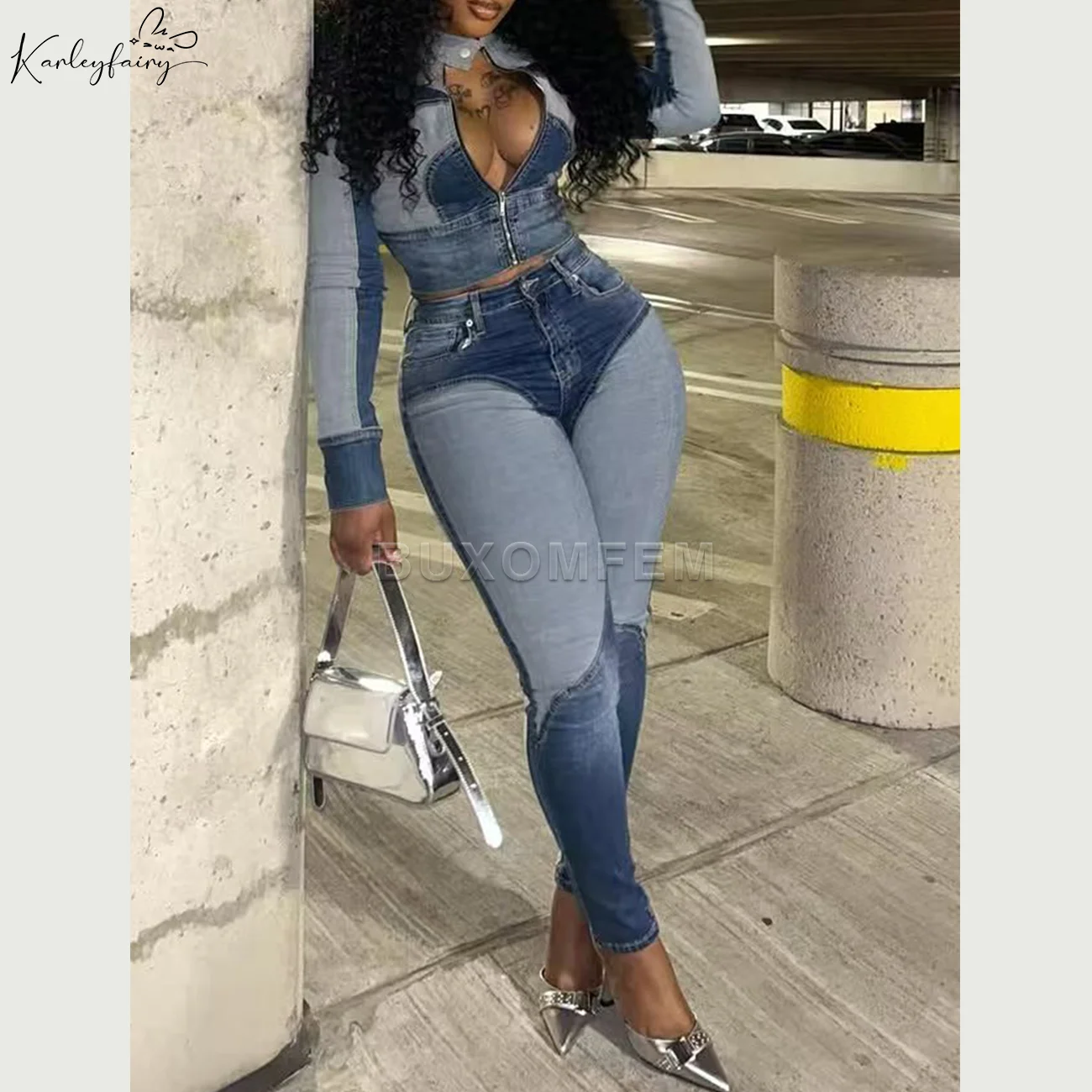 2025 Female Long Sleeve Denim Jackets Ladies Spring & Autumn Cropped Versatile Clothings Stylish Splicing Denim Jacket Tops