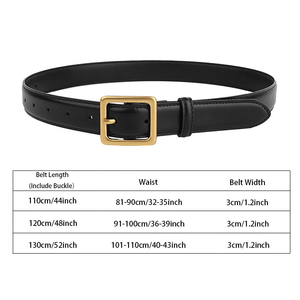 Stylish Versatile Women's Black Leather Waist Belt with Irregular Stitch Buckle for Suit And Jeans Fashion Accessory