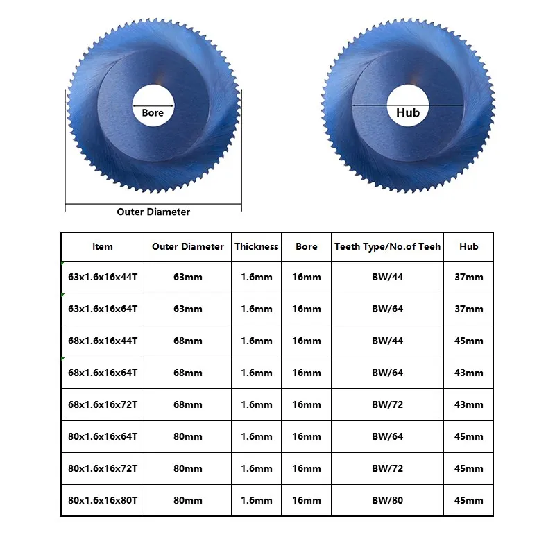 XCAN Circular Saw Blade 1pc Nano Blue Coated Orbital Cutting Machine Saw Blade 63/68/80mm 44/64/72/80T HSSM35 Metal Pipe Cutting