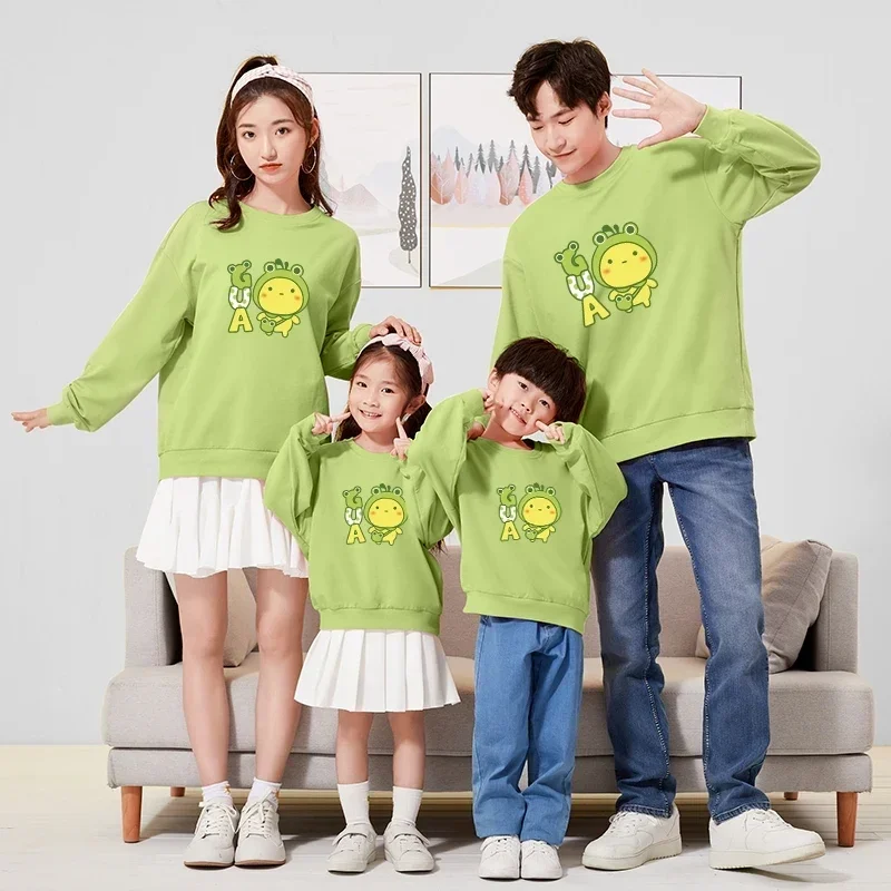 Christmas Cartoon Printing Shirts Autumn Mom Daughter Tops Matching Family Outfits Dad Son Sweatshirts Couple Clothes Pullovers