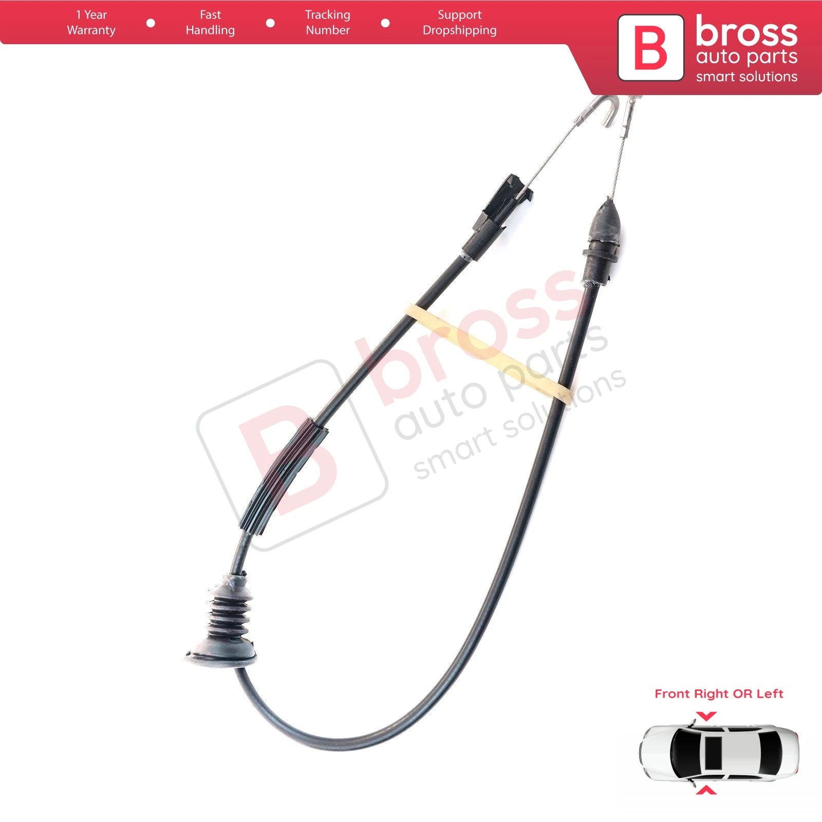 Bross BDP72 Inner Door Release Locking Latch Bowden Cable Front 7 E08377085 for VW Transporter MK5 T5. Cable Lenght: 580mm;