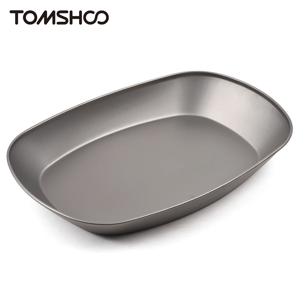 Tomshoo Titanium Plate Ultralight Metal Dish Outdoor Camping Pan Tableware Fish Fruit Snack Vegetable Dinner Plate Camp Supplies