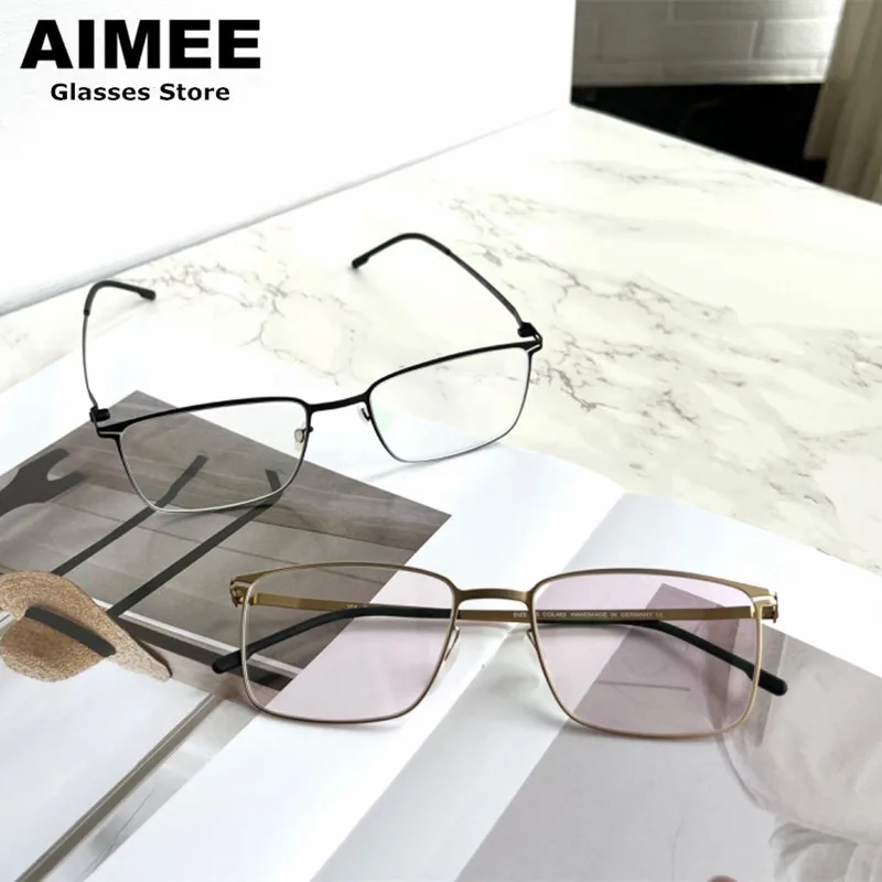 Germany Brand Design Screwless Glasses Frame Titanium Ultralight Eyeglasses Men's Business Square Spectacles Frames BUD Gafas