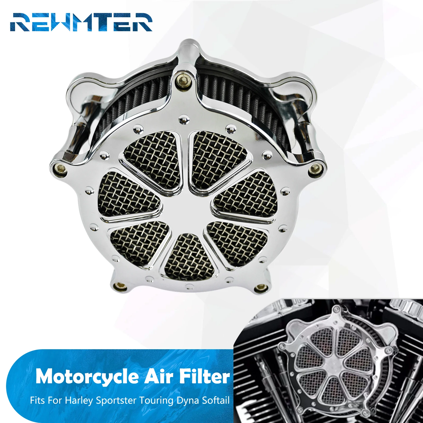 Motorcycle Air Filter Gray Element Air Cleaner Intake Filter Kit For Harley Touring Road Glide Sportster XL Dyna Softail Fat Boy
