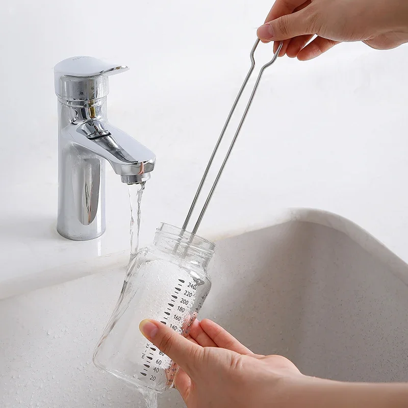 SHIMOYAMA Long Handle Cup Washer Kitchen Bottl Sponge Cleaner Brush Removable Soft Non-toxic Glass Baby Bottles Scrubber