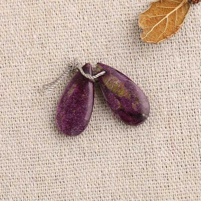 B&F Purple Stone Earring Beads, Handmade Natural stones beads, Polished Stones for jewelry Making Supplies