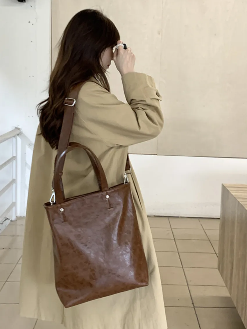 Wide Shoulder Strap Ladies 2024 Korean Niche Solid Crossbody Bags Pink Large Capacity Portable Slung Tote Bag New