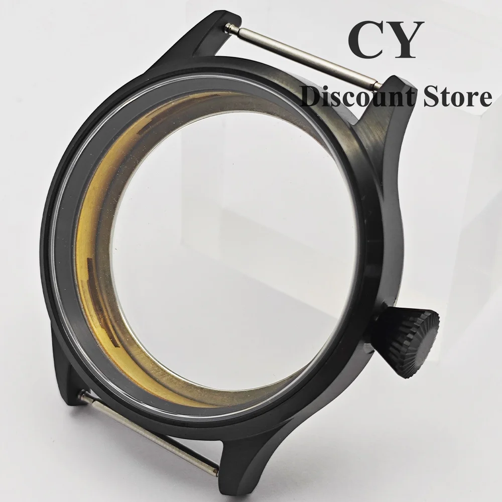 RICHUS ETA6497 Brushed Case 44mm Black Stainless Steel Watch Case Fit ETA6497 6498 ST3600 3620 Movement Watch Accessories Parts