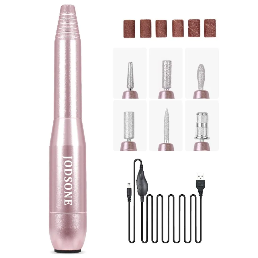 

Professional Electric Nail Drill 20000RPM Low Noise Work efficiently with 6 Replacement Drills for Salon and Home Use