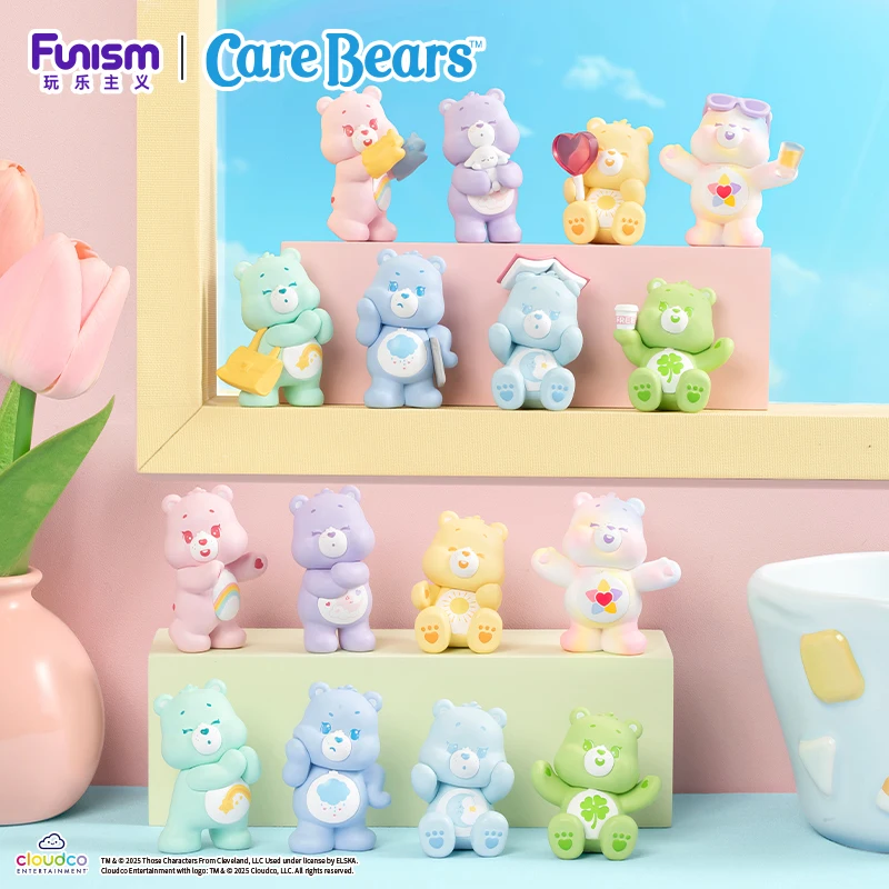 FUNISM Care Bears Little Things Series Cubby Face Blind Box Toy Collection Kawaii Bear Figures Mini Doll Christmas Gifts