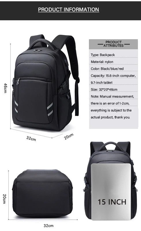 New Men Backpack Usb School Backpacks 15 Inch Business Laptop Backpack Large Capacity Bag for Men Waterproof Backpack Bags