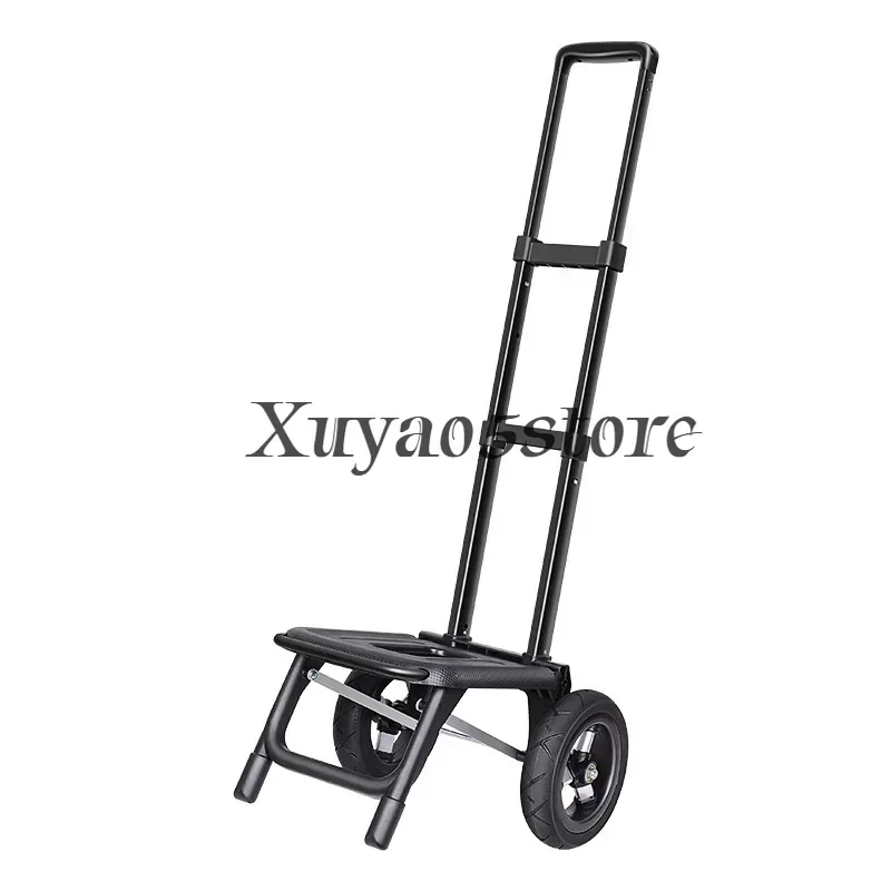trailer folding small cart household shopping grocery small cart pulling goods pull rod cart for outdoor large wheeled handcart