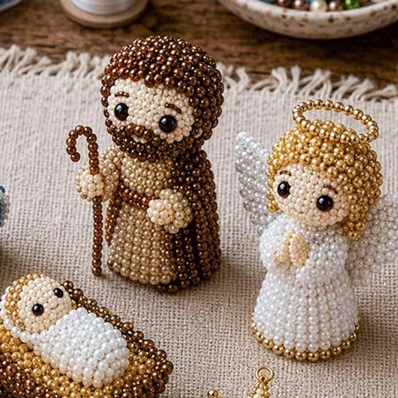 Nativity Bead Art Craft Set Modern Diy Nativity Scene Beading Kit Holiday Decoration Beading Kit  For Study Tabletop