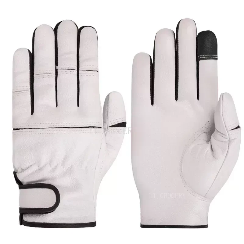 Labor Protection Gloves Leather Wear-resistant Sheepskin Hunting Protection Machine Repair Motorcycle Driver Safety Protection - Image 5