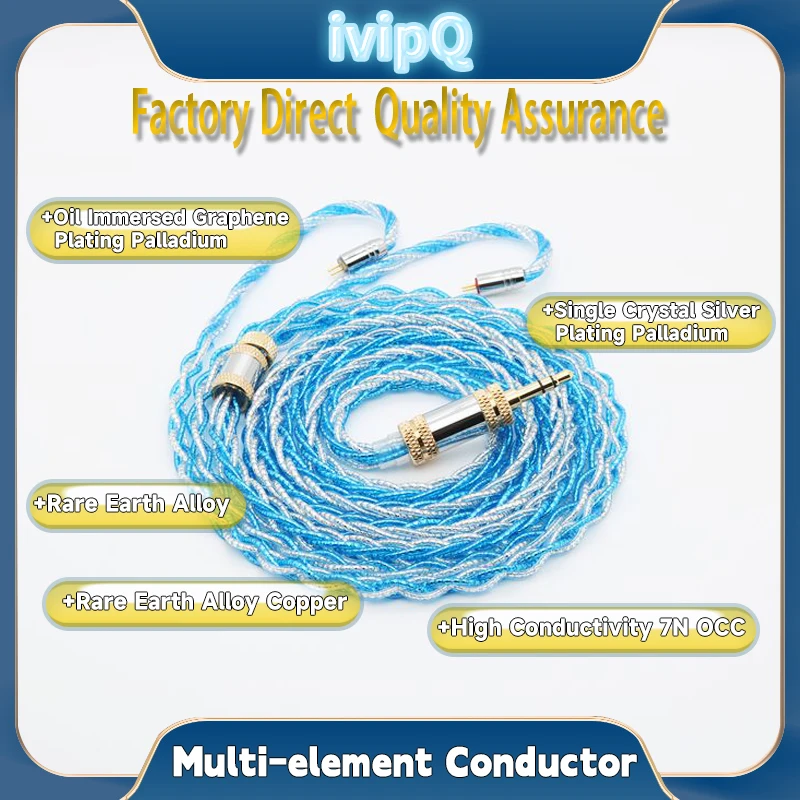 ivipQ-03 Flagship Cable HiFi Earphone Upgrade Cable Multi-element Conductor With MMCX/0.78mm/2Pin/N5005/IE900,For F1 AKG MK4 IEM