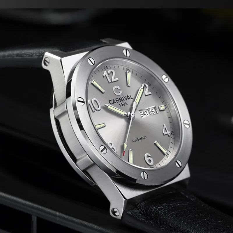 

КАРНАВАЛ брендовые механические часы, роскошные сапфировые часы с календарем, автоматические наручные часы MIYOTA, водонепроницаемые для мужчин, Reloj Hombre