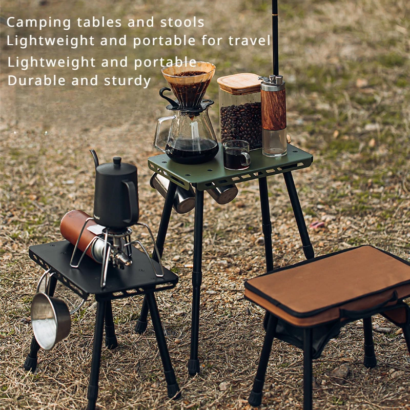 

Foldable camping table, portable aluminum tactical stool, multifunctional extendable outdoor fishing picnic table stool