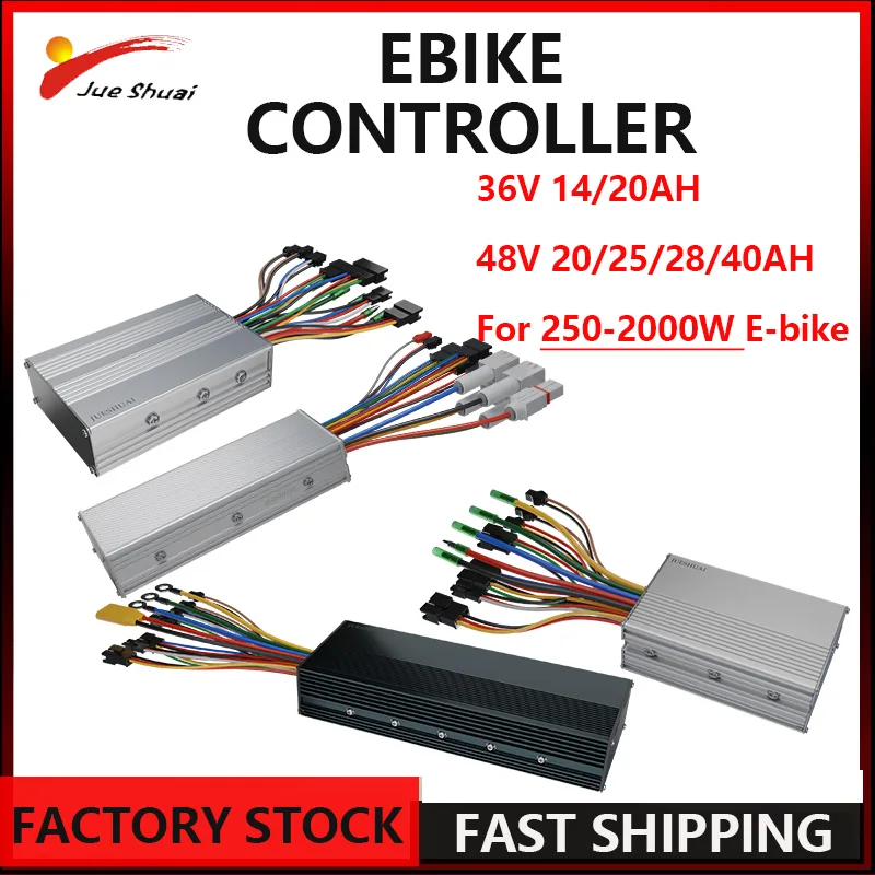 Controller for Electric Bicycle Accessories 36V/48V 250W 350W 500W 1000W 1500W E Scooter Controller LED & LCD Electric Bikes