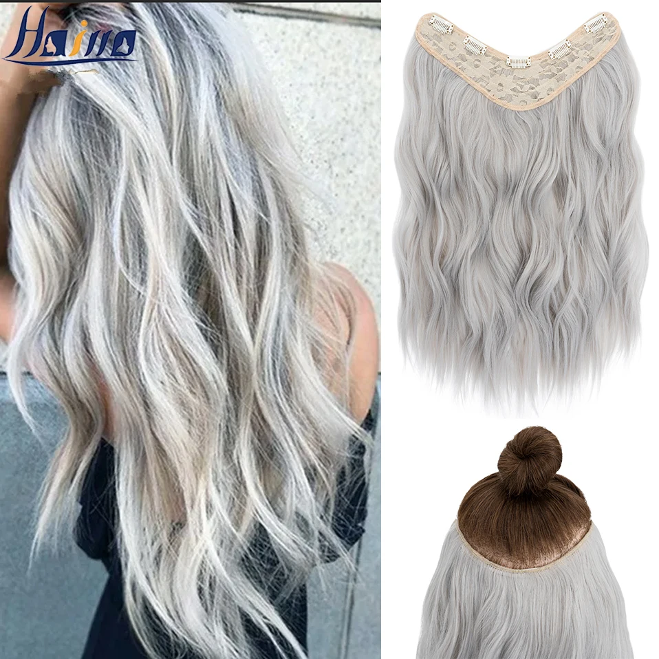 Synthetic 18Inches 5 Clip Long Curly Wave Hairstyle Colourful One Piece Hairpiece Brown Blonde Black Hair Extensions for Women