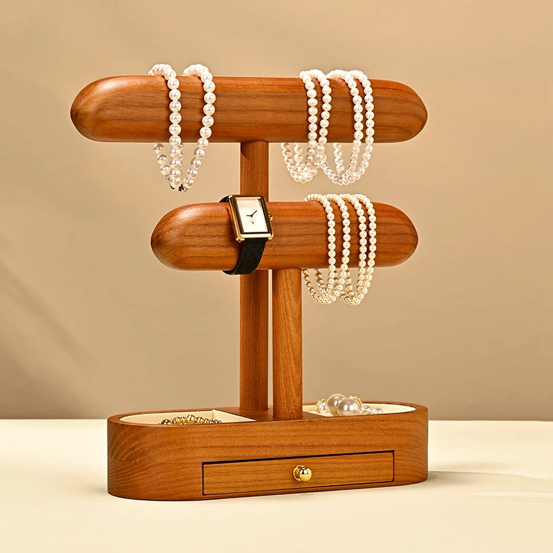 WoodTen Wood Watch Stand 1/2 Layer Bracket Display Holder Jewelry Bracket Chain Anklets Stand Watch Rack Jewelry Watch Organizer