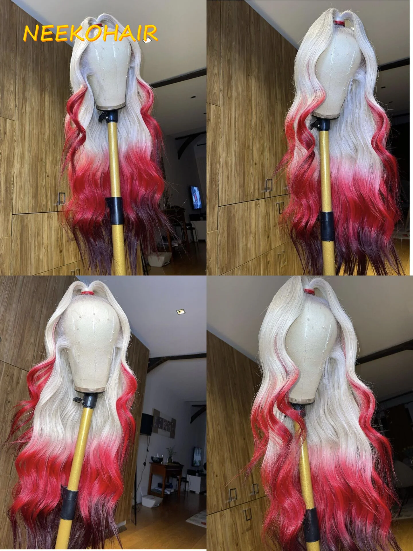 13x4 transparan 613 dan merah Ombre renda Wig depan lurus 13*6 HD renda Frontal atau 4x4 penutupan Wig rambut manusia untuk wanita