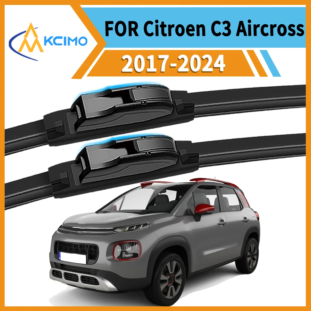 

2PCS All-Weather Wiper Blades Perfect for Citroen C3 Aircross A88 2017-2024 Durable Smudge-Free Clean Maximum Driving Safety