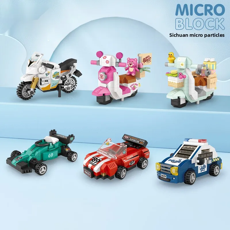 

Mini Car Model Racing Car Micro Particle Building Blocks Transportation Toy for Children Boys Small Gift Ornament
