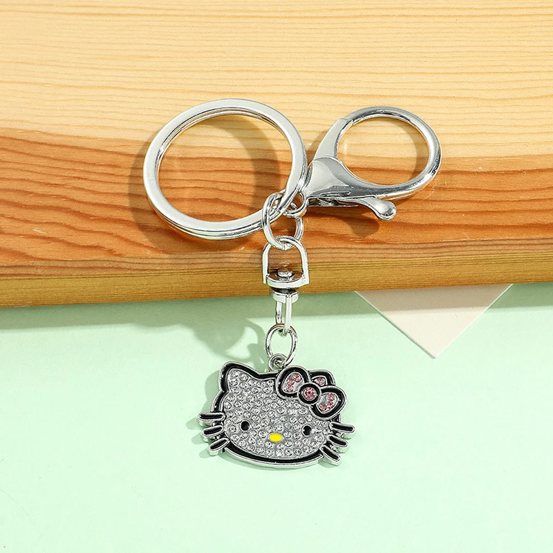 Sanrio Kawaii Hello Kitty Schattige Kristallen Metselwerk Sleutelhanger Meisje Metalen Rugzak Hanger Ring Koreaanse Sleutelhanger Keyring Kuromi