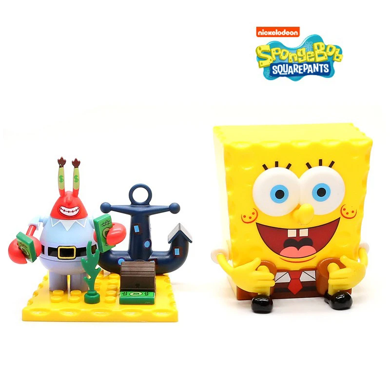 4pcs SpongeBob SquarePants 수제 인형 만화 장식 패트릭 스타 Abs Krabs Squidward Tentacles 그림 어린이 장난감 선물