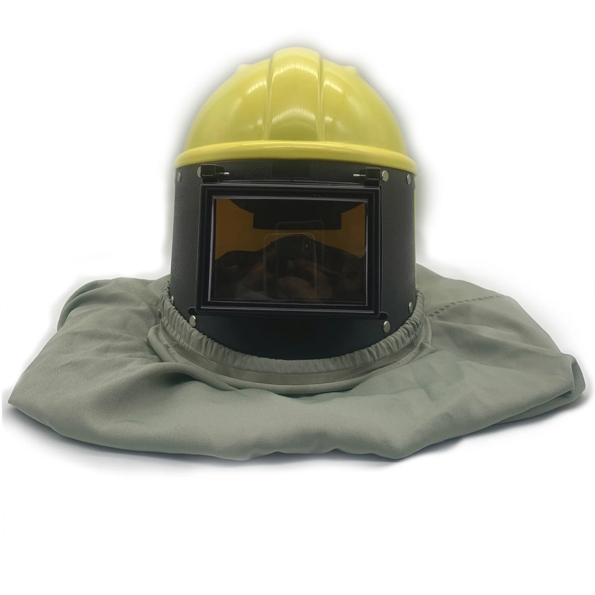 Sandblasting Protective Helmet Spray Mask Double Lens Flat Glass Spraying Sandblasting Room Work Helmet