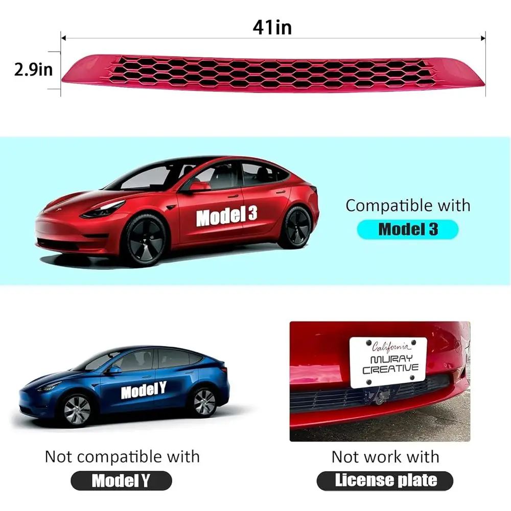 Front Grill Mesh Grille Inserts compatible with Tesla Model 3 and Air conditioning Air Intake Vent Grille Cover for Tesla Model