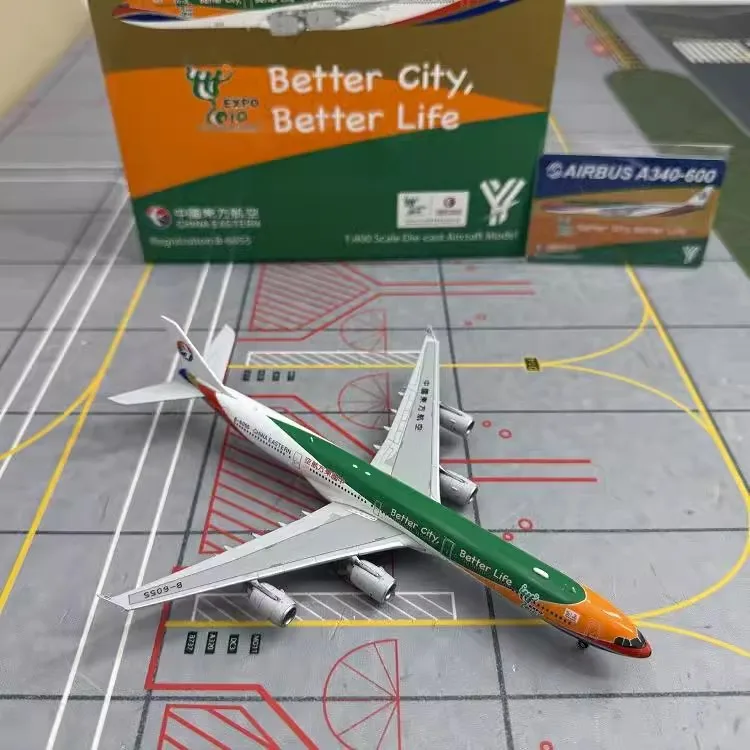 YY Wings 1400 Eastern Airlines A340600 World Expo Número B6055 Modelo de Aeronave de Passageiros em Liga Metálica Produto Aca...