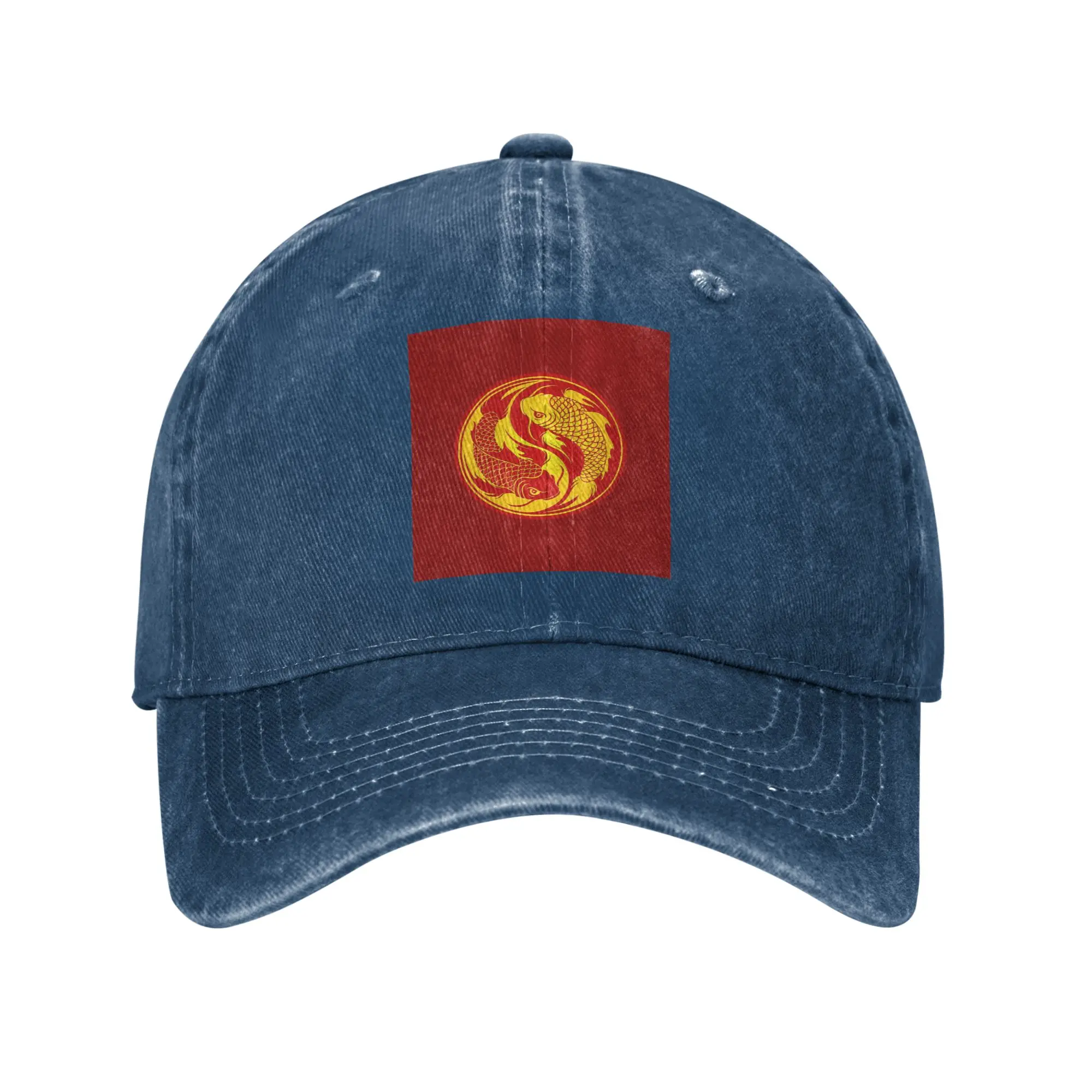 Red and Yellow Yin Yang Koi Fish Denim Cap Casual Baseball Caps Adjustable Hat Summer Unisex Baseball Hats