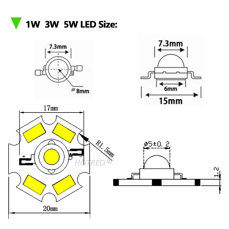 5pcs High Power LED COB Chip 1W 3W With Wire Cool White Red Blue Green Yellow Full Spectrum 660nm440nm For Grow Light Aquarium