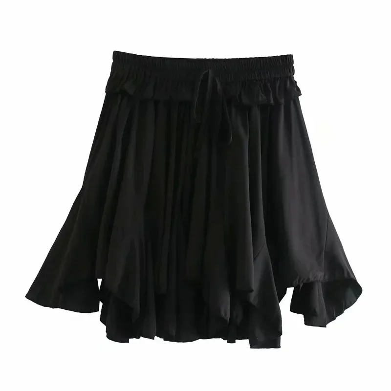 

Fashion Elastic Waist Sexy Irregular Ruffle Skirt Female Chiffon Elastic Elastic Waist Elegant Big Swing Skirt Joint Clothing