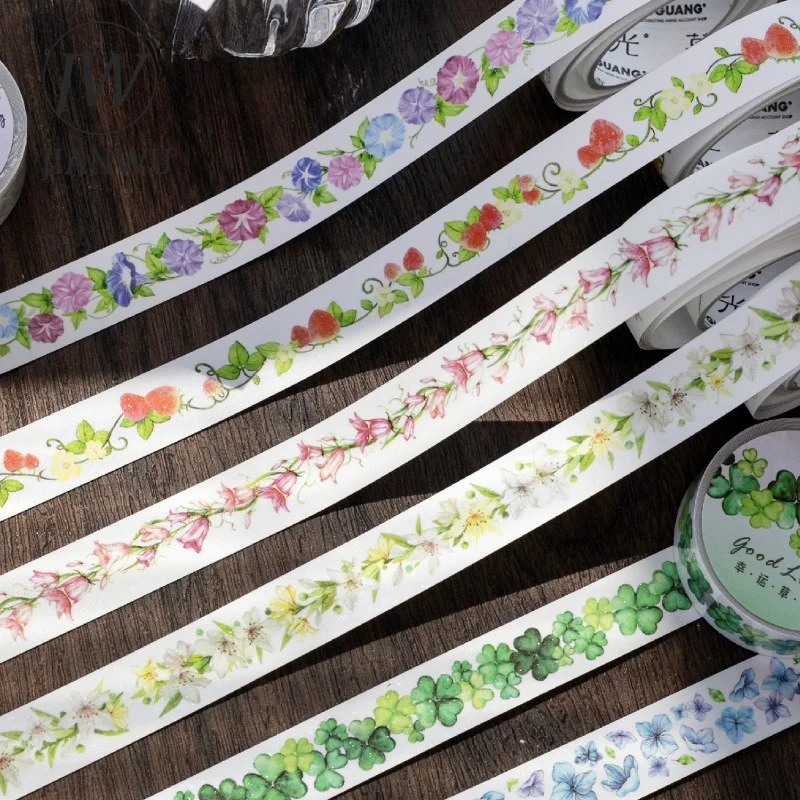 JIANWU 15mm*200cm Vintage Plant Flower Vine Landscape Material Collage Scrapbooking Tape Creative DIY Journal Stationery