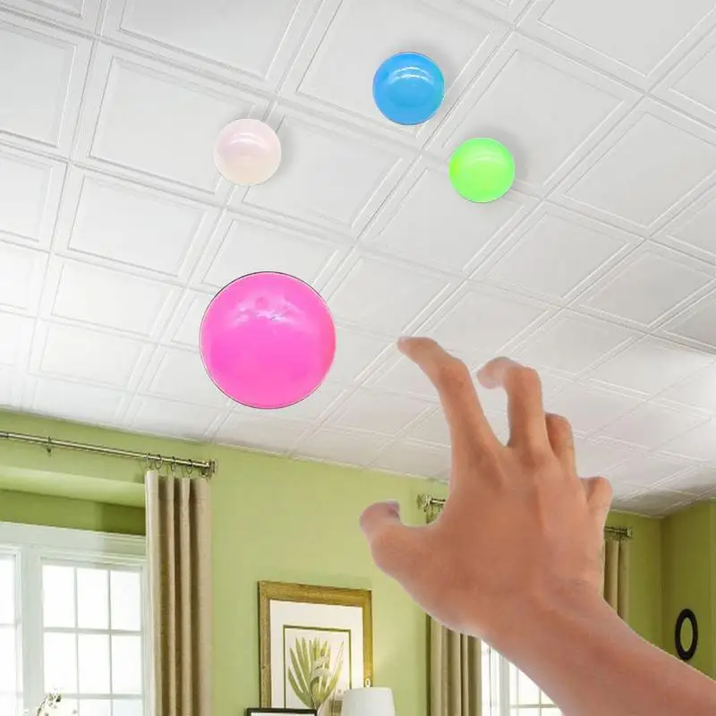 Sticky Ceiling Balls Sticky Venting Balls Sensory Toy Rubber Material Glowing Venting Balls For Indoor Throwing Games Lawn