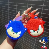 Sonic The Hedgehog Coin Purse Key Chain Cute Anime Silica Gel Coin Bags Earphone Storage Bag Kawaii Backpacks Pendant Kids Toys