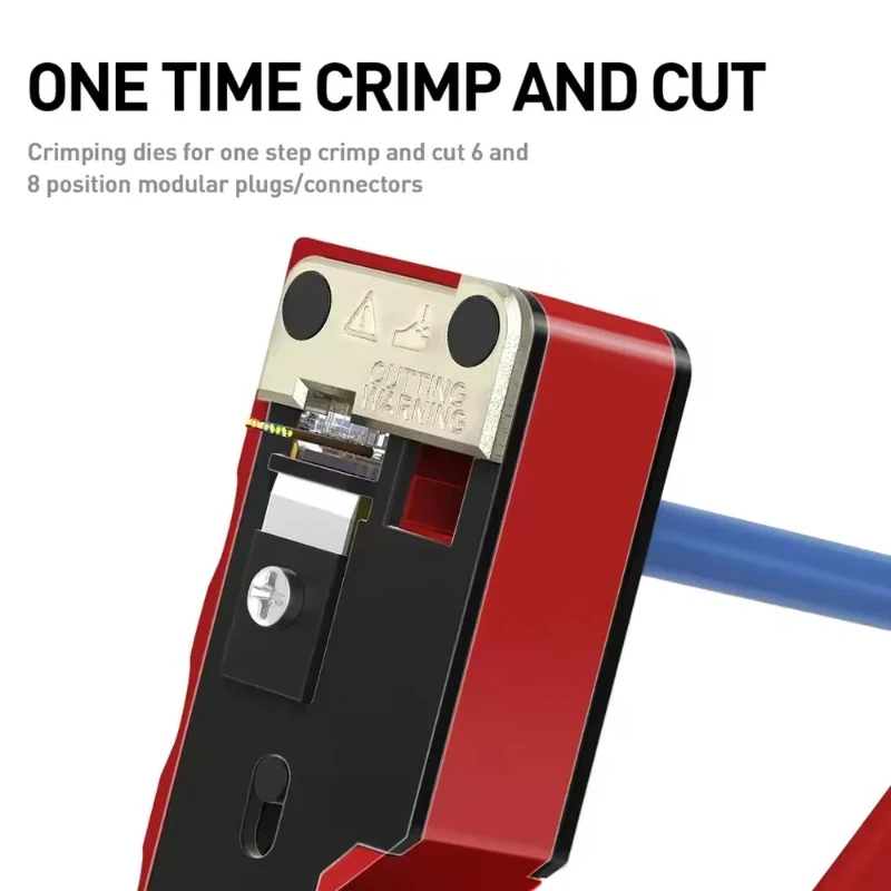 

For RJ11 RJ45 Professional Heavy Duty RJ45 Crimper for Cat7 Cat6a Cat6 Cat5e Ethernet Wire Stripper Kit with Blades Network Tool