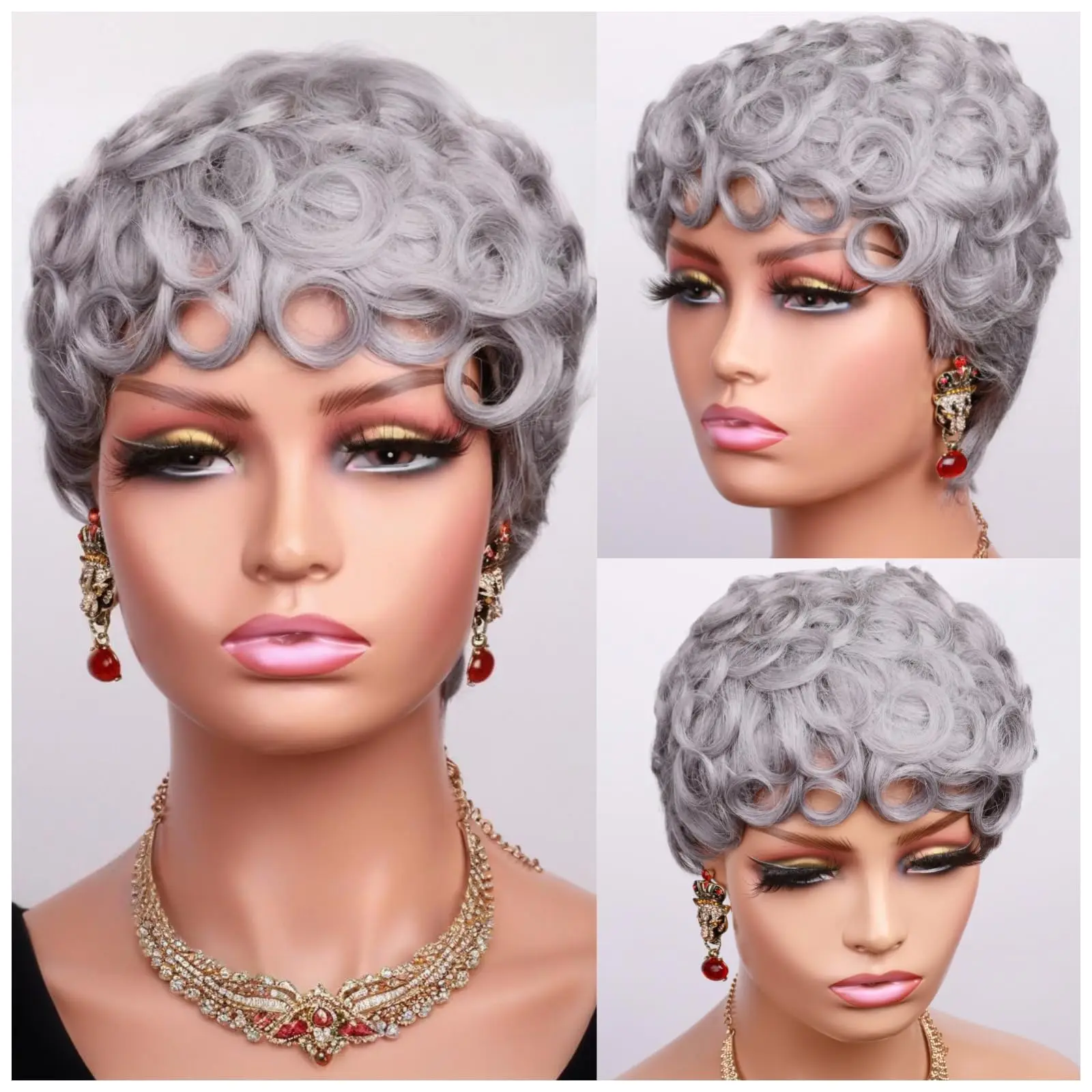 قصيرة مجعد عابث قطع الباروكات شعر الإنسان الباروكات رخيصة للبيع البرازيلي باروكة من شعر طبيعي آلة صنع مجعد عابث الباروكات للنساء #5