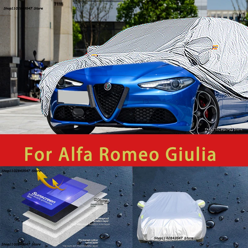 

For Alfa Romeo Giulia Outdoor Protection Full Car Covers Snow Cover Sunshade Waterproof Dustproof Exterior Car accessories