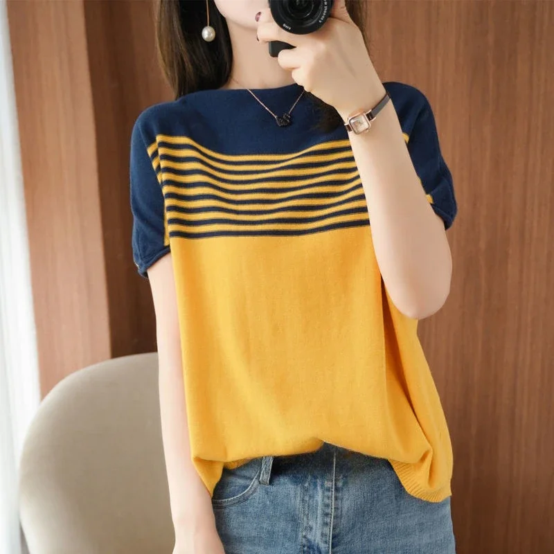 Tops Woman Baggy Summer Outfit New in Knitwears Short Sleeve T Shirt for Women Korean Streetwear Yk2 Y2k Vintage Reviews Clothes