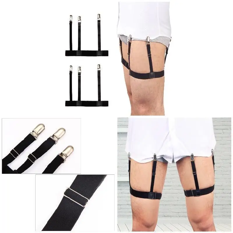 A camisa masculina de 4pcs permanece ligas de cinto de cinto ajustável porta de camisa Keep camisa dobrada em suspensrios de perna de camisa não deslizante